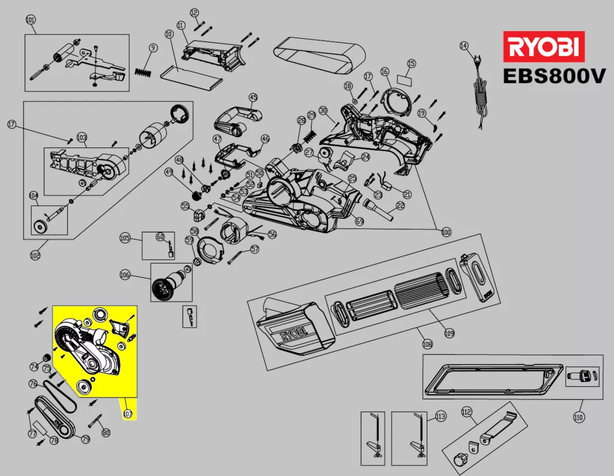 boitier partie gauche réf. 5131030613 Ryobi